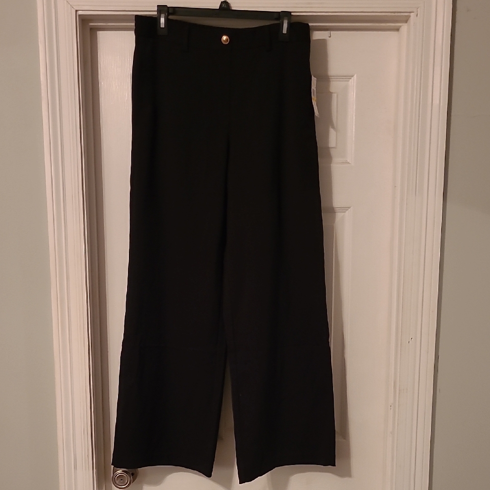 Michael Kors Black Wide-Leg Trousers Size Medium
